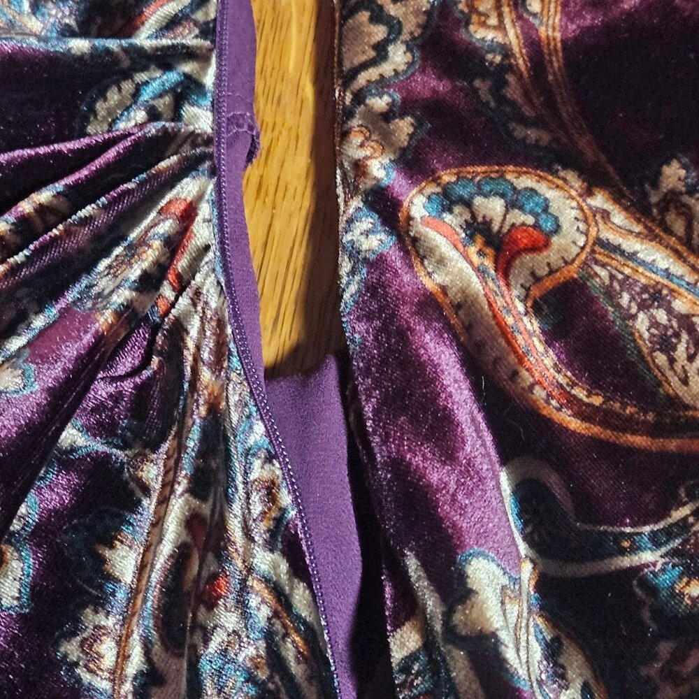 New Lauren RL Women One-Shoulder Velvet Cocktail Dress Paisley 8 Boho Elegant - Picture 12 of 16